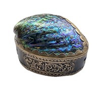 Boîte Cadeau Artisanale Écologique Exquise en Coquille d'Ormeau Naturelle, Coquillage Brut Poli de Forme Irrégulière, Style Rustique Moderne