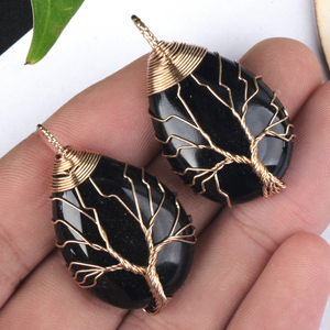 Wholesale Classic Style Brass Metal Crystal Pendant Natural Amethyst Droplet Shaped with <b>Wire</b> Wrap <b>for</b> Gift - Product Image 5