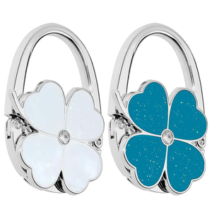 Support de sac à main pliable en forme de trèfle à quatre feuilles, crochet de table en velours pour mariage et anniversaire - Product Image 1