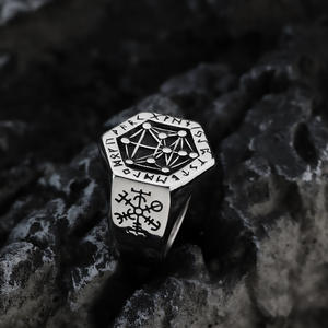 Nordic Vintage Stainless Steel Men's <b>Ring</b> Geometric Viking Compass Design Hip Hop Style Gift Jewelry - Product Image 1