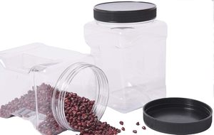 Clear Food Grade PET Plastic Square Grip <b>Baby</b> Food Storage Jar with Screw Top Cap BPA Free Eco Friendly Custom Logo 2300ml - Product Image 4