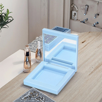Scatola per ombretti magnetica con specchio, bestseller, multicolore, portatile, in plastica ABS, con finestra quadrata stampata UV, per cosmetici e trucco