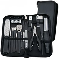 Kit de soin des ongles professionnel tout-en-un en acier inoxydable, 11 pièces, noir, avec coupe-ongles incarnés, outils de pédicure, étui de voyage