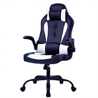 Chaise de bureau gaming style course, dossier haut, en cuir PU, pivotante, avec soutien lombaire
