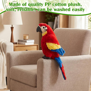 Venta al por mayor de fábrica: Peluche de loro macaw de 9.8 pulgadas, súper suave, con corona roja, ideal para regalos de cumpleaños y recuerdos de fiesta. - Product Image 3