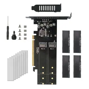 4 bay PCIE 3.0x16 đến M.2 M key 4 bay NVMe Đột kích 2280 22110 thẻ biểu hiện 2 m.2 PCIe NVMe SSD Chiều dài Thẻ mở rộng 2230 đến 2280