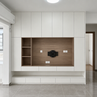 Meuble TV industriel en bois massif, console blanche, centre de divertissement moderne pour salon