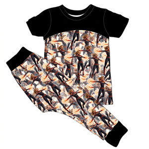 Ensemble de vêtements 2 pièces pour bébés filles Haizhu Bd2-4, vente en gros, haute qualité, tissu en soie de lait, imprimé, t-shirt à manches courtes - Product Image 1