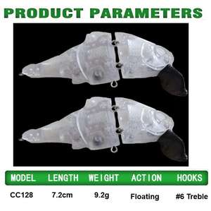 2024 nouveauté 7.2CM 9.3G non peint VIB nageur Wobbler flottant 3 segments méné appât hochets leurres de pêche - Product Image 2