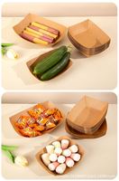 Boîte à repas jetable en papier kraft de qualité alimentaire avec revêtement UV, en forme de bateau, pour usage commercial, pour poulet frit, snacks, frites, assiettes et bols en papier