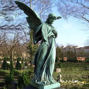 Decorazione del giardino su misura di QUYANG grande scultura in metallo all'aperto cimitero alato bronzo statua d'<span class=keywords><strong>angelo</strong></span> - Product Image 5