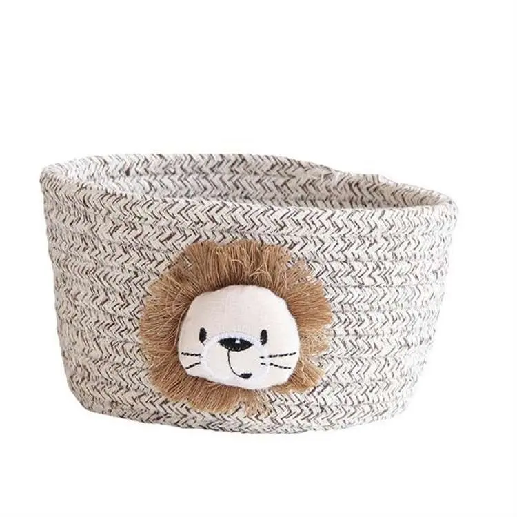 HelloWorld Household products Desktop storage basket Animal hand-woven storage basket Cartoon cotton rope storage Basket