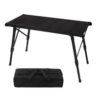 Table de camping pliable en alliage d'aluminium de 3,8 kg, réglable en hauteur, portable pour pique-nique en plein air, barbecue