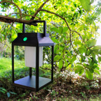 Table de jardin extérieure en aluminium moulé sous pression, étanche IP54, à intensité variable, avec éclairage LED solaire 3500K blanc chaud, 360 LED