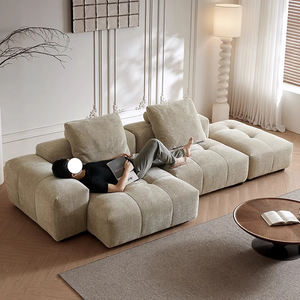 Canapé <span class=keywords><strong>cloud</strong></span> à assise large de style crème, villa moderne, canapé en forme de L pour la maison, élégant, haut de gamme, designer, tissu doux, ensemble de canapé en forme de L - Product Image 5