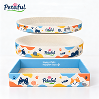 Petaful Ensemble Griffoir pour Chat Ovale Moderne 3-en-1 en Carton Ondulé Haute Densité Écologique, avec Tapis de Griffoir, Lit de Repos et Jouet
