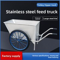 Nouvelle brouette à deux roues en acier inoxydable robuste pour l'alimentation des animaux d'élevage, capacité de 250 kg, garantie de 3 mois