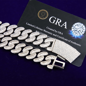 Chaîne cubaine baguette ronde en or plaqué argent sterling 925, testée au diamant, moissanite VVS, certificat GRA - Vente flash - Product Image 2