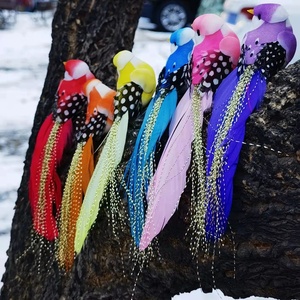 Pájaro Artificial Único con Plumas Múltiples de Espuma en Rama con Clip, Adorno Artesanal para Jardín, Decoración para Árboles y Coronas - Product Image 4