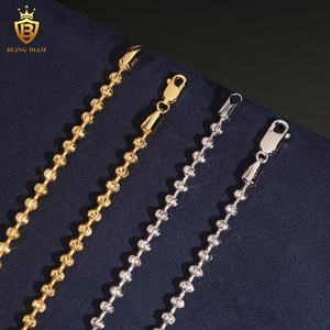 Colliers fins en argent sterling 925 plaqué or, perles rondes de 4 mm en forme de diamant de lune, vente en gros, bijoux pour homme et <span class=keywords><strong>femme</strong></span> - Product Image 6