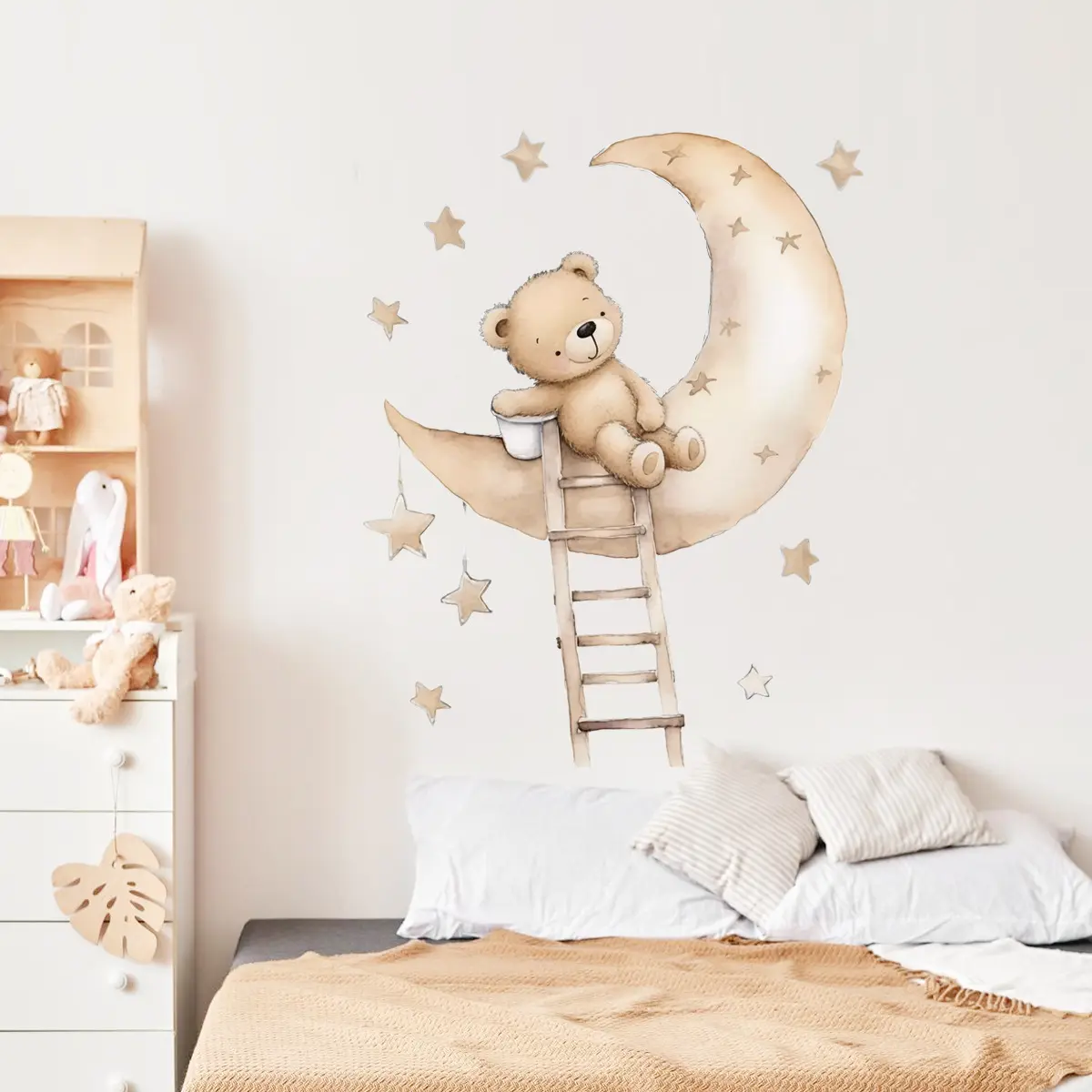 Chambre d'enfants décoration chambre stickers muraux bébé pépinière chambre papier peint peintures murales ours en peluche sur la lune Stickers muraux pour chambre d'enfants