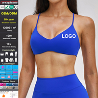 Bra Olahraga Seamless Katun Organik Custom OEM untuk Wanita, Atasan Workout dengan Dukungan Tinggi, Bra Yoga Fitness Crop, Activewear Custom