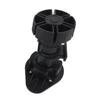 Pieds de table réglables ronds en plastique PP/ABS noir au design moderne avec plage de réglage de 25 mm pour meubles de cuisine et de salon