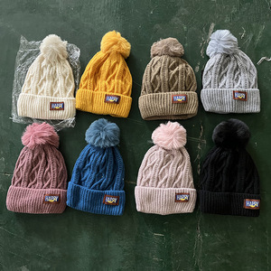 Wholesale Breathable Warm Solid Color <strong>Winter</strong> Kids <strong>Hat</strong> Windproof Wool <strong>Earflap</strong> Beanie with Slimming Effect Large Head Baby Cap - Product Image 1