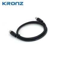 Connecteurs circulaires blindés KRONZ M12 mâle vers femelle 4 broches, codage D, AWG22, paires torsadées, câble PVC, broches 1 et 3 (données) et broches 2 et 4 (alimentation)