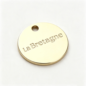Étiquette métallique ronde personnalisée à coudre, logo ajouré, anti-corrosion pour vêtements et maillots de bain - Product Image 6