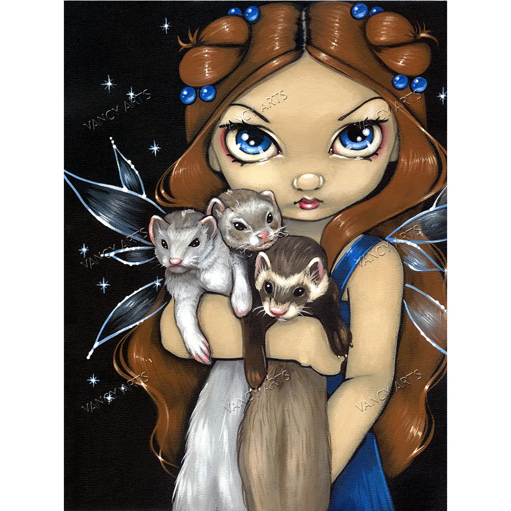 VANCY ARTS NEW Blue Girls Short lint Diamond Painting By Now