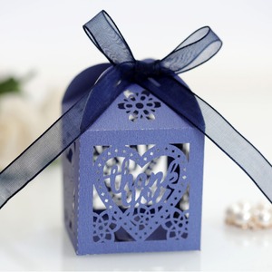 Boîte à bonbons heureuse boîte d'amour bleue évidée Thanksgiving merci merci amant Heart Candy Box - Product Image 6