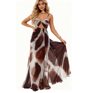 Women's Tie-Dye Sexy <b>Spaghetti</b> <b>Strap</b> Sleeveless Flowing Resort Dresses Fashion - Product Image 1