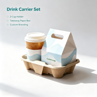 Support à boissons en papier kraft personnalisé, accepte les commandes d'échantillons, porte-gobelets recyclable pour emballage de boissons à emporter