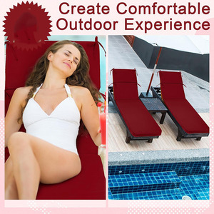 7919 Waterproof Indoor Outdoor Chaise <strong>Lounger</strong> <strong>Cushion</strong> with Ties Strap for Pool Patio Foldable Soft Sponge Sun <strong>Loungers</strong> <strong>Cushion</strong> - Product Image 3