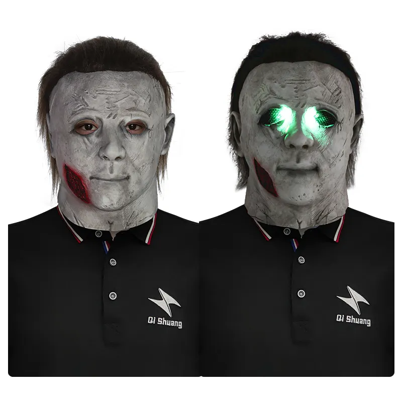 LED Light up Michael myers mặt nạ đáng sợ Halloween mcmel phim ánh trăng kẻ giết người mặt nạ đáng sợ đầy đủ đầu mặt nạ Latex