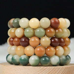 Bodhi Root <b>Bracelet</b> 12mm Weathered Candy Color Natural Stone Single Strand Unisex Gift - Product Image 2