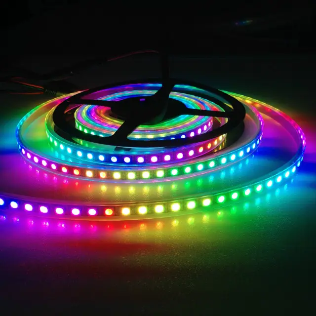 Multicolor ดิจิตอลพิกเซลแสง SMD5050 IC2812พิกเซลกันน้ำ DC5V แอดเดรสเมจิก RGB 96LED Flex LED Strip