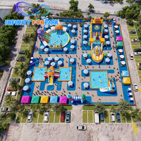Parc aquatique gonflable géant d'été pour l'extérieur, toboggan et piscine combinés, idéal pour les parcs d'attractions - Vente chaude