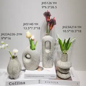 Rustik Modern ev Minimalist İskandinav dekor Ins seramik soyut vazo dekoratif çiçek vazo
