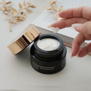 高品質の金のふたのガラスの瓶50g 100g 150gの黒いガラスのクリーム色の金のアルミふた付き - Product Image 6