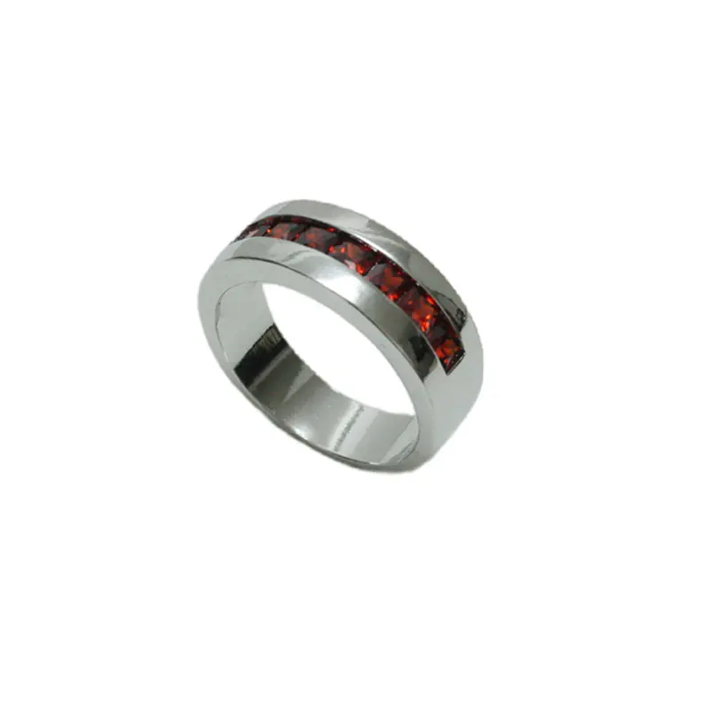 Wholesale Bronze Material Red Glass Ring Jewelry Hot Sales Silver Wedding Ring