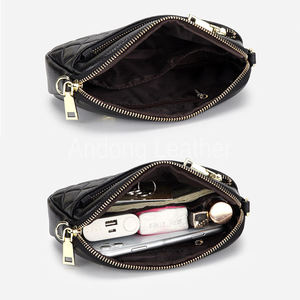 Small Shoulder <b>Bags</b> for Women Genuine Cow <b>Leather</b> Ladies Long Purse <b>Phone</b> Pocket Sling <b>Bag</b> Rhombus Pattern Cowhide - Product Image 5