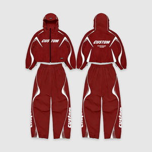 Setelan Olahraga Pria Model Baggy dengan Ritsleting, Bahan Nylon Bernapas, Warna Hitam Custom, Dilengkapi Strip Reflektif, Cocok untuk Jogging - Product Image 2