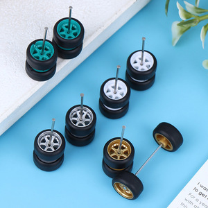 Ruedas de Plástico ABS Doradas Personalizadas a Escala 1/64 y Neumáticos de Goma, Piezas Modificadas en Miniatura para Modelos de Autos Fundidos a Presión, Micropiezas - Product Image 2