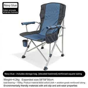 เก้าอี้พับน้ำหนักเบาสำหรับใช้งานกลางแจ้ง พนักพิงและที่วางแขนเสริมความหนา ขยายขนาดใหญ่ขึ้น โครงเหล็ก เหมาะสำหรับชายหาด ตั้งแคมป์ พกพาสะดวก แบบผู้กำกับ ปรับแต่งได้ - Product Image 4