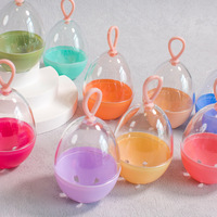 Boîte en plastique portable en forme d'œuf, étui en plastique anti-poussière et respirant, support pour éponge de maquillage avec boucle de suspension pour éponge cosmétique