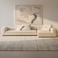 Canapé inclinable incurvé moderne Riley, haut de gamme, style nordique minimaliste, rembourrage en éponge, revêtement premium pour maison, villa ou projet.