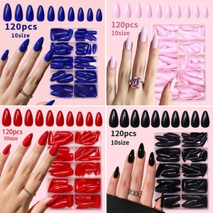 Ongles artificiels à presser de haute qualité, 120 pièces, design français, couleur unie douce, courts, pour usage en salon, couverture complète - Product Image 3