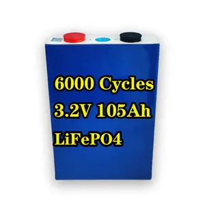 Disesuaikan siklus hidup 6000 3.2V 105Ah Lifepo4 baterai sel prismatik LFP 105Ah 3.2v baterai Lithium Ion surya